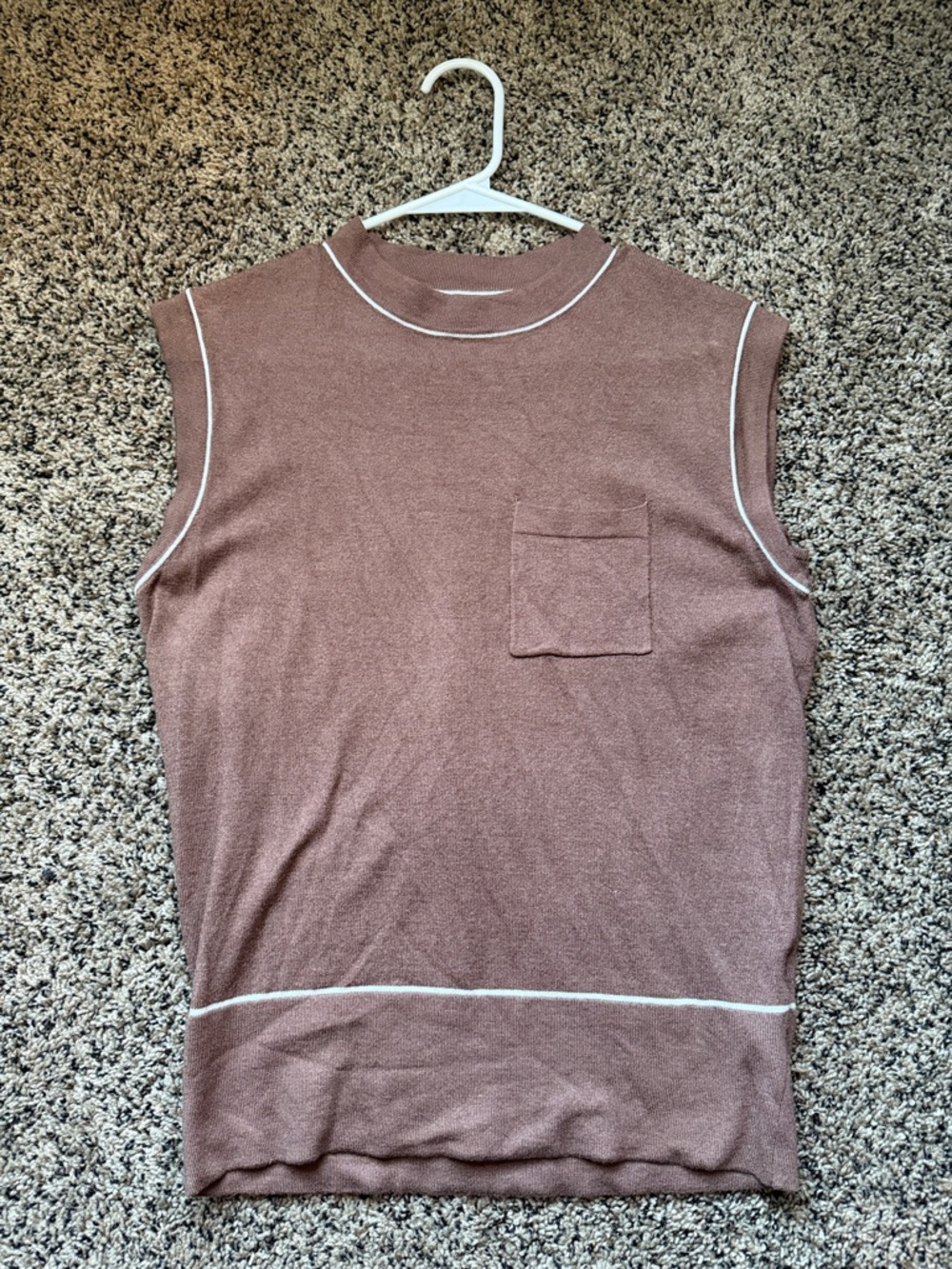 NWOT Sleeveless Pocket Knit Shirt - Brown